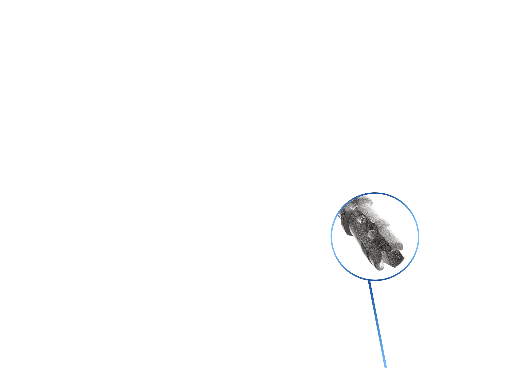 Promethean Restorative DYNAMIS® Implant System Feature: DYNABite. Image text reads "The Self-Drilling/Self-Tapping tip allows for easy insertion."